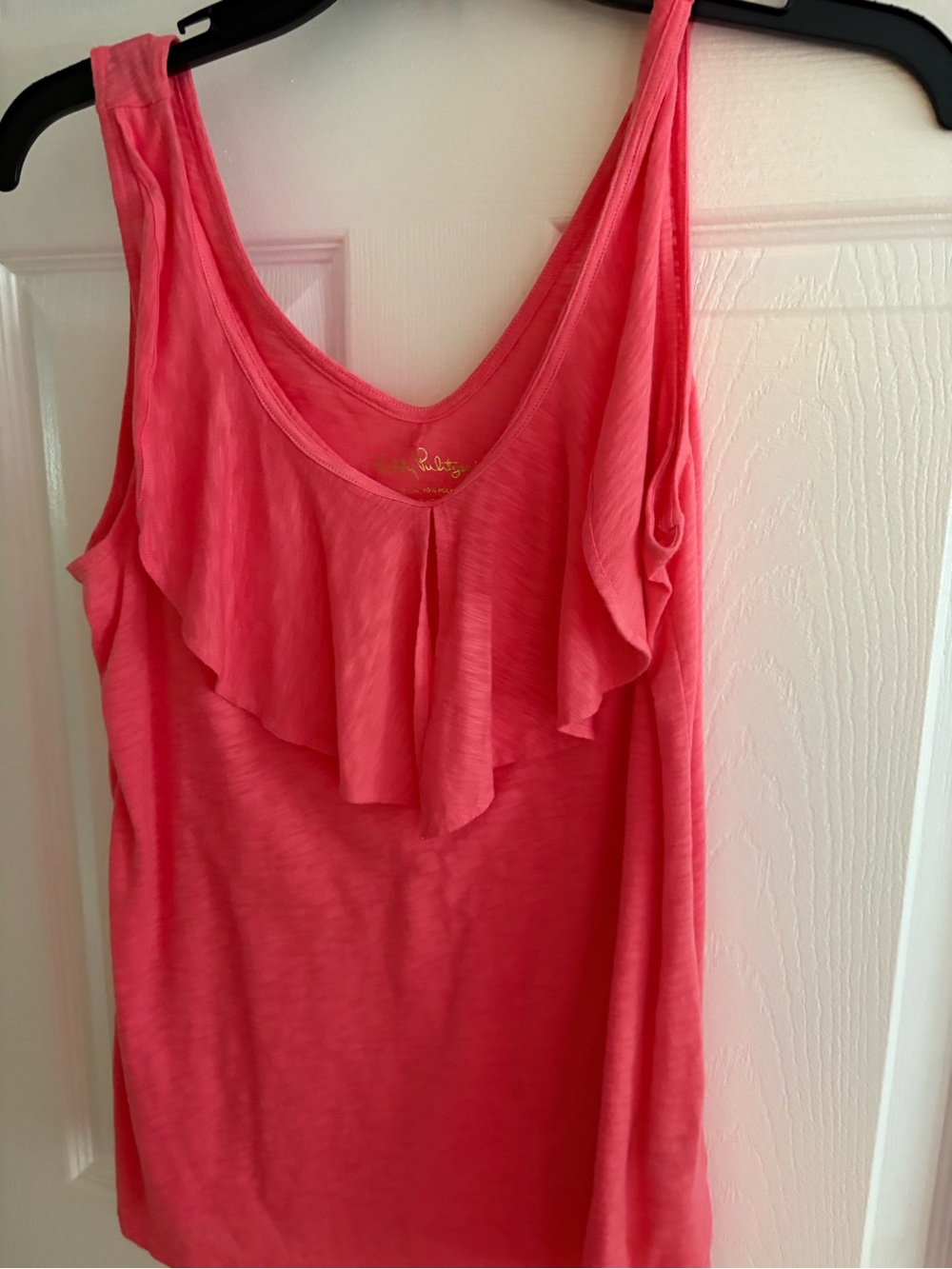 Lilly Pulitzer Coral Pink Ruffle V-Neck Tank